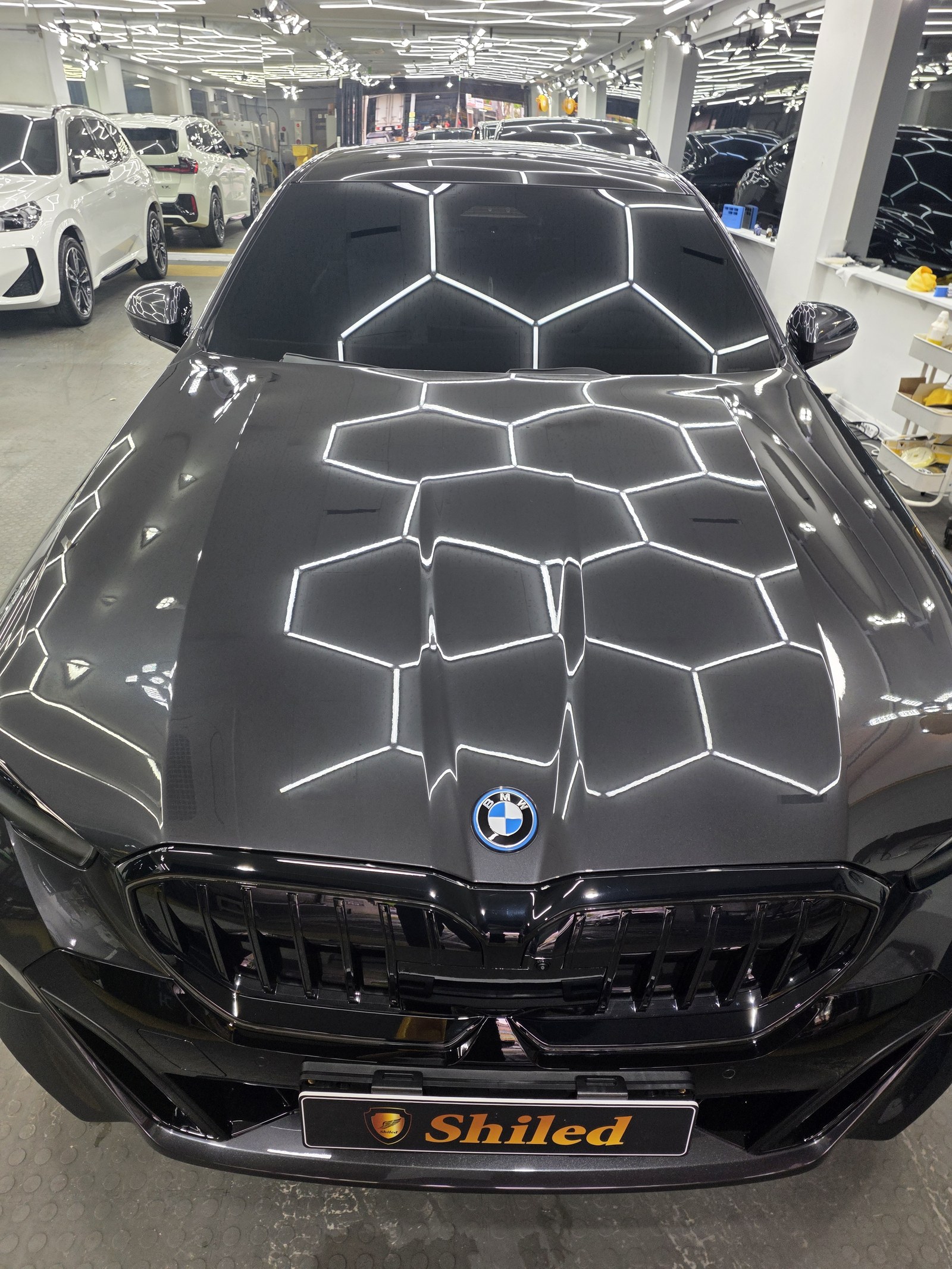BMW 523e 그레이 보닛 클로즈업 - 부산 신차 유리막코팅