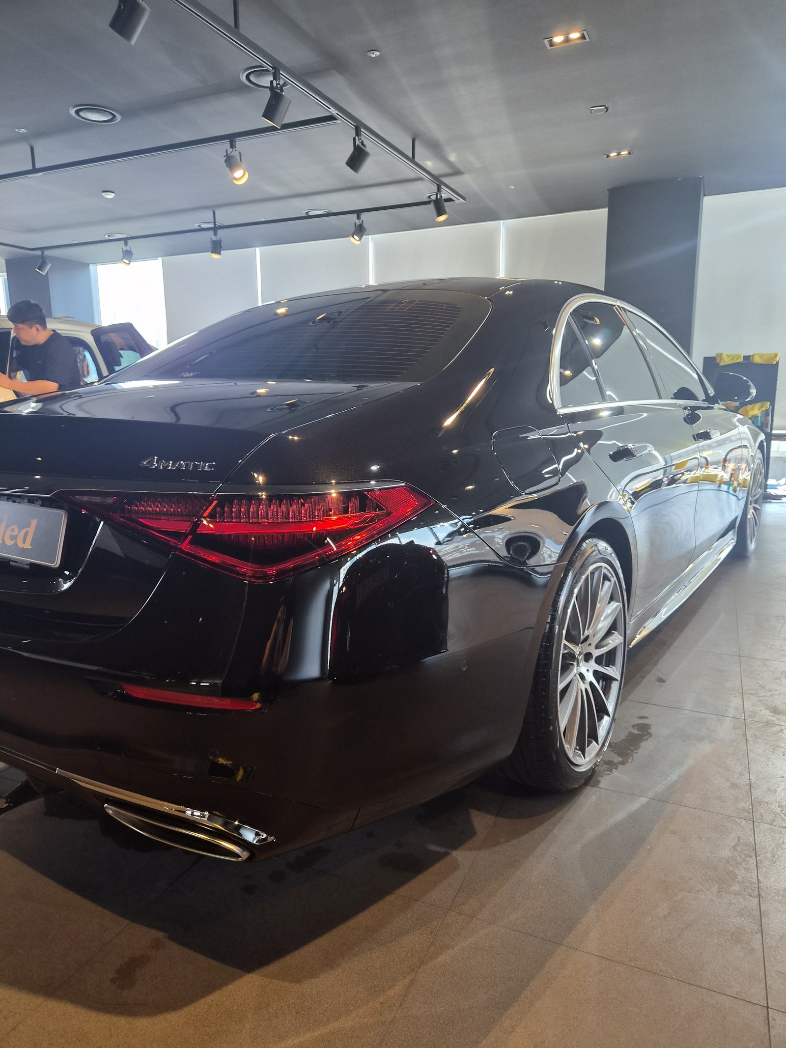 부산 벤츠 S450 블랙 신차 측후면 유리막코팅