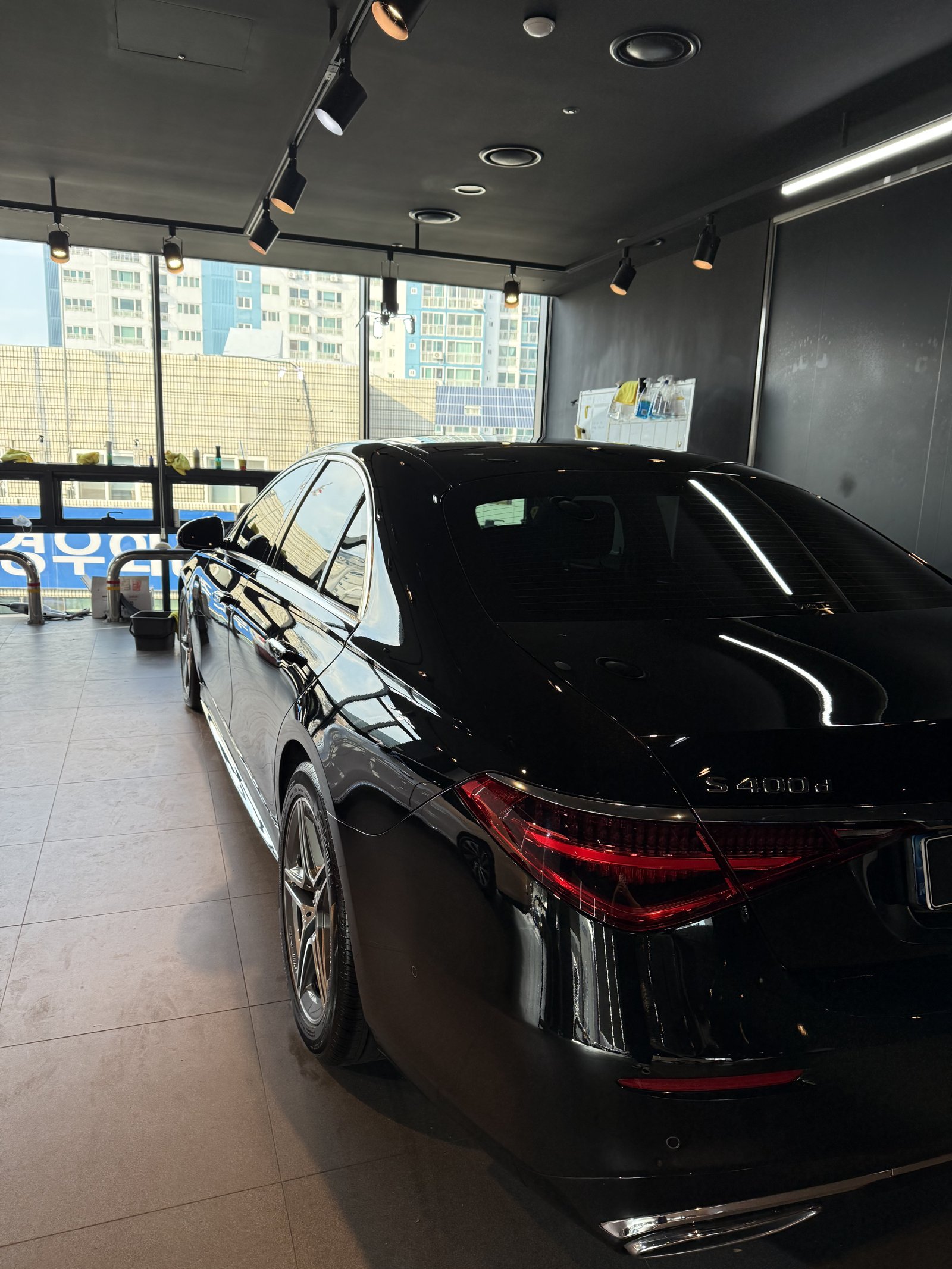 벤츠 S400 검정 신차 정면 그릴 - 부산 신차코팅
