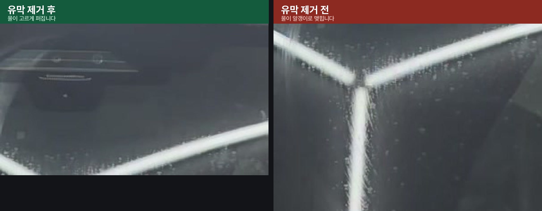 BMW X5 앞유리 유막 제거 전후 비교 - 부산 유막제거