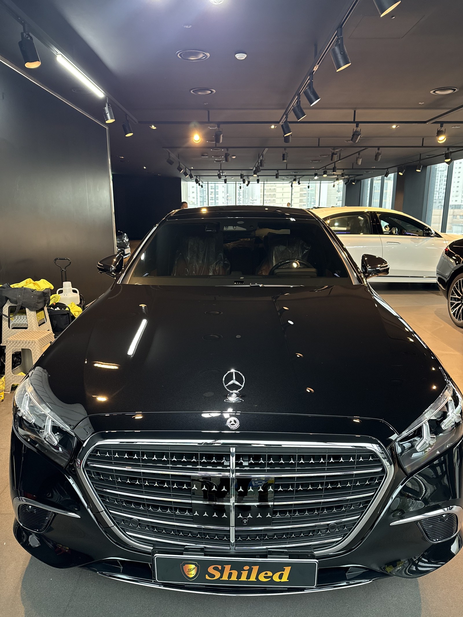 벤츠 S350d 검정 신차 F5 유리막코팅 - 부산 쉴드광택 전면