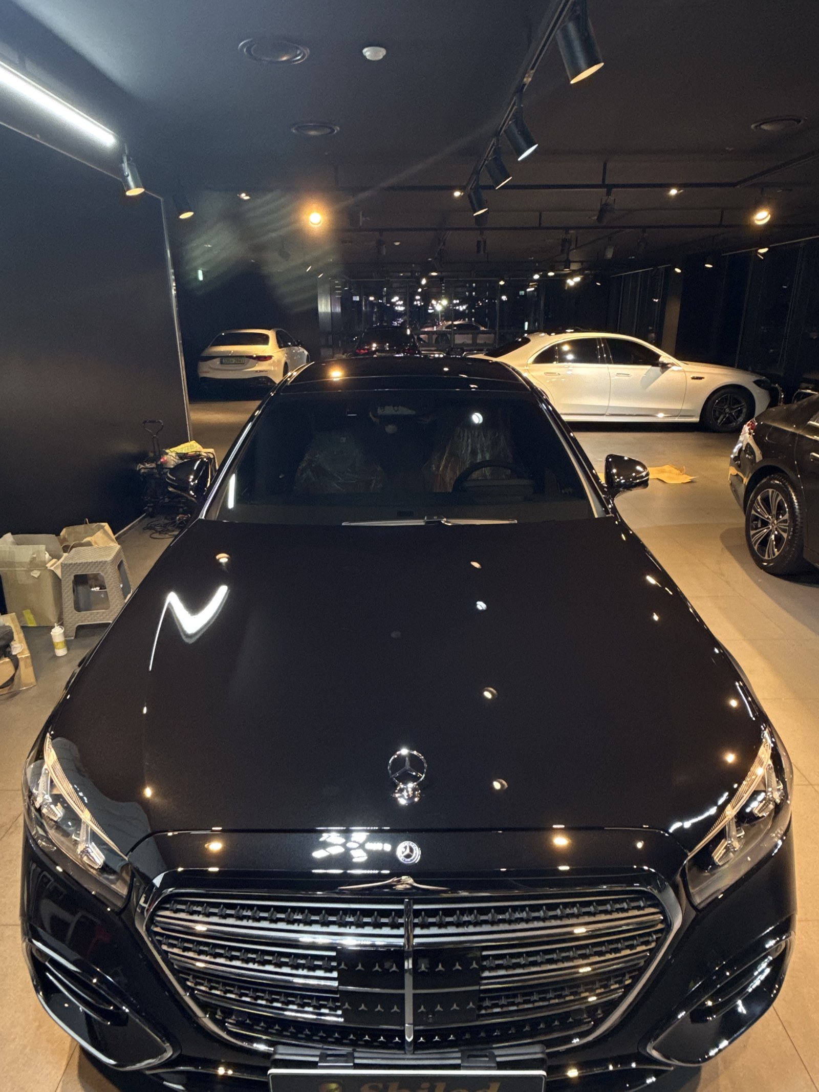 벤츠 S450 검정 신차 F5 유리막코팅 - 부산 쉴드광택 전면