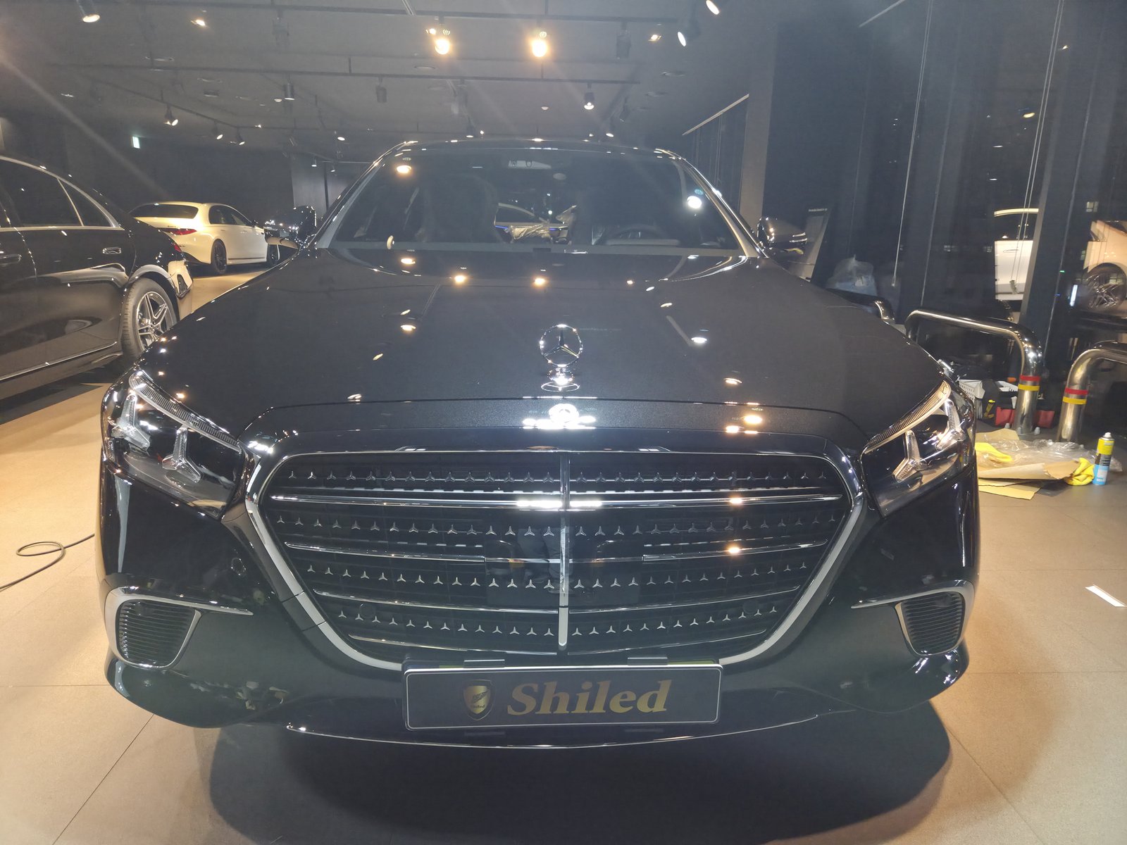 벤츠 S450 검정 신차 F5 유리막코팅 - 부산 쉴드광택 전면