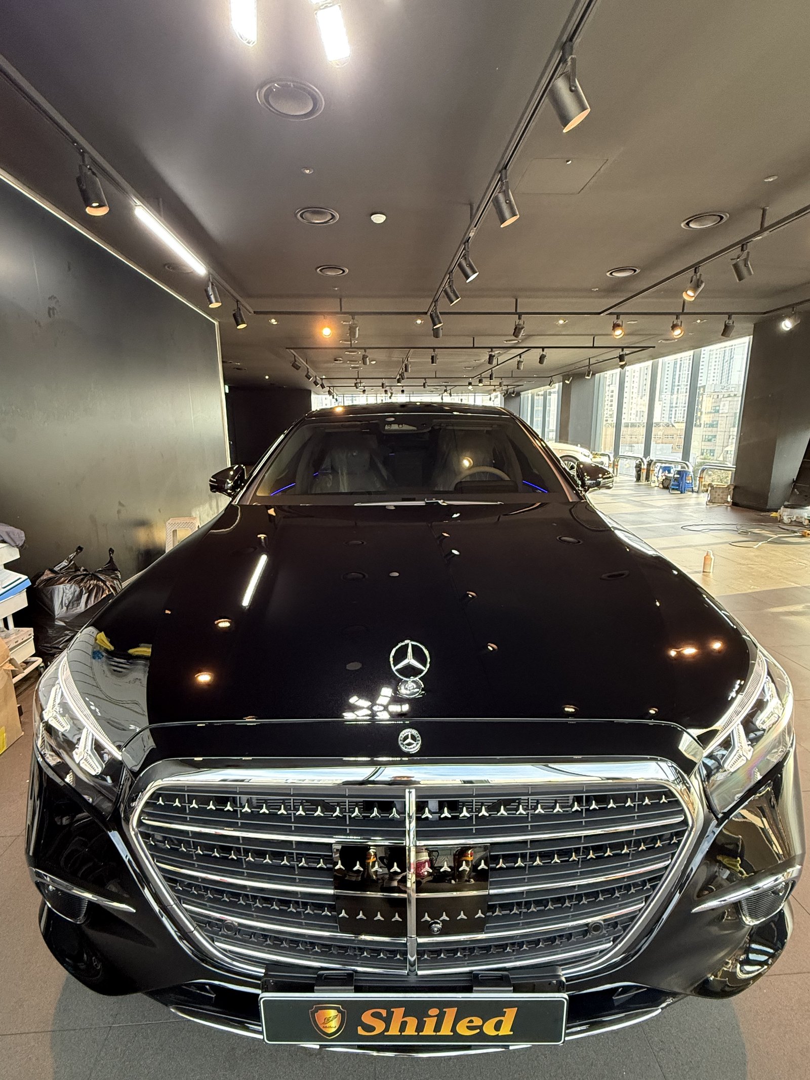 벤츠 S500 검정 신차 F5 유리막코팅 - 부산 쉴드광택 전면