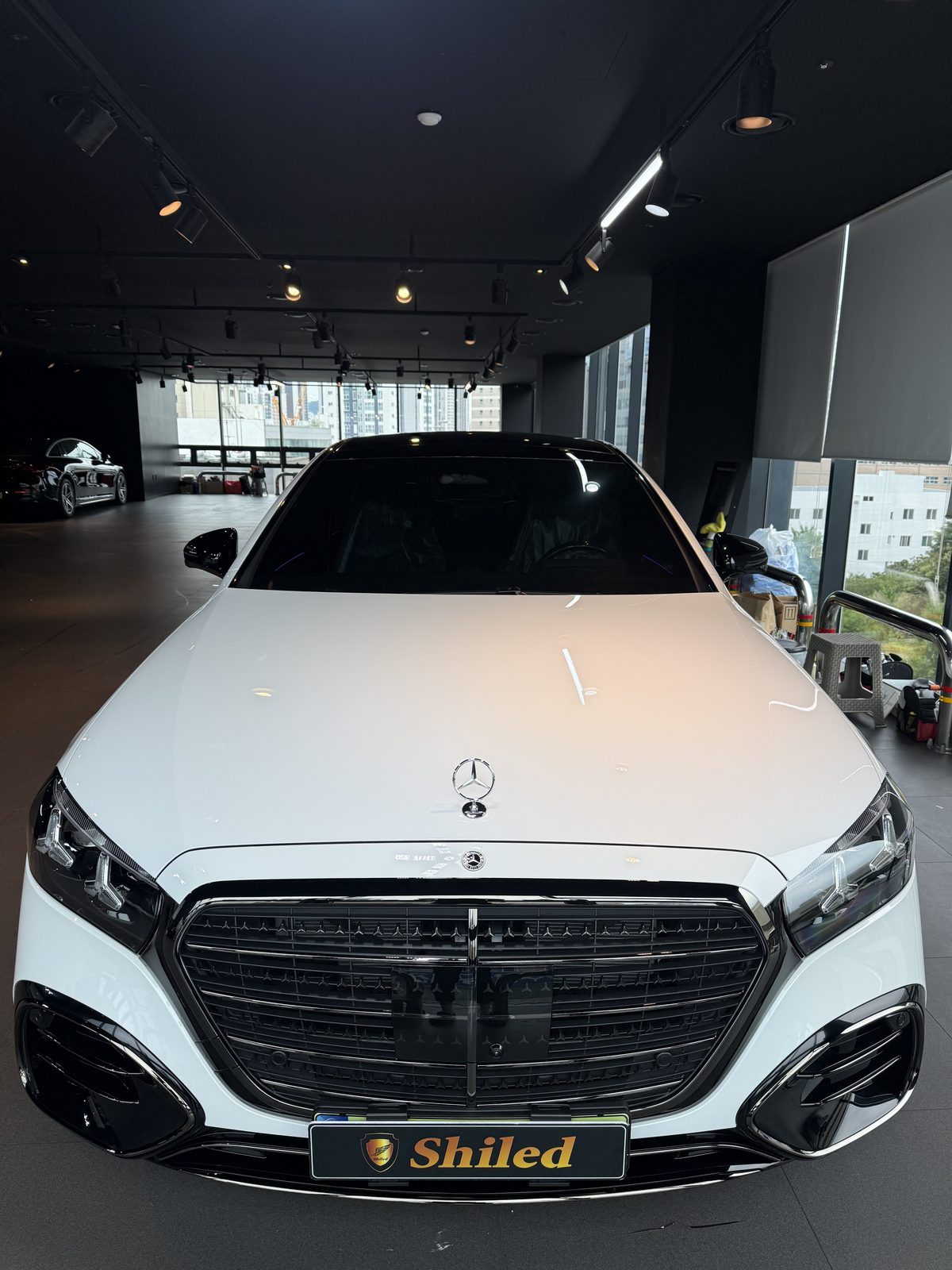 벤츠 S450 백색 신차 F5 유리막코팅 - 부산 쉴드광택 전면