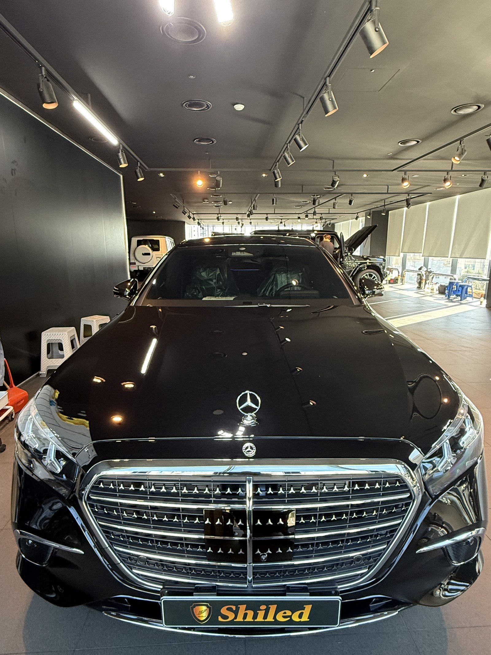 벤츠 S500 검정 신차 F5 유리막코팅 - 부산 쉴드광택 전면