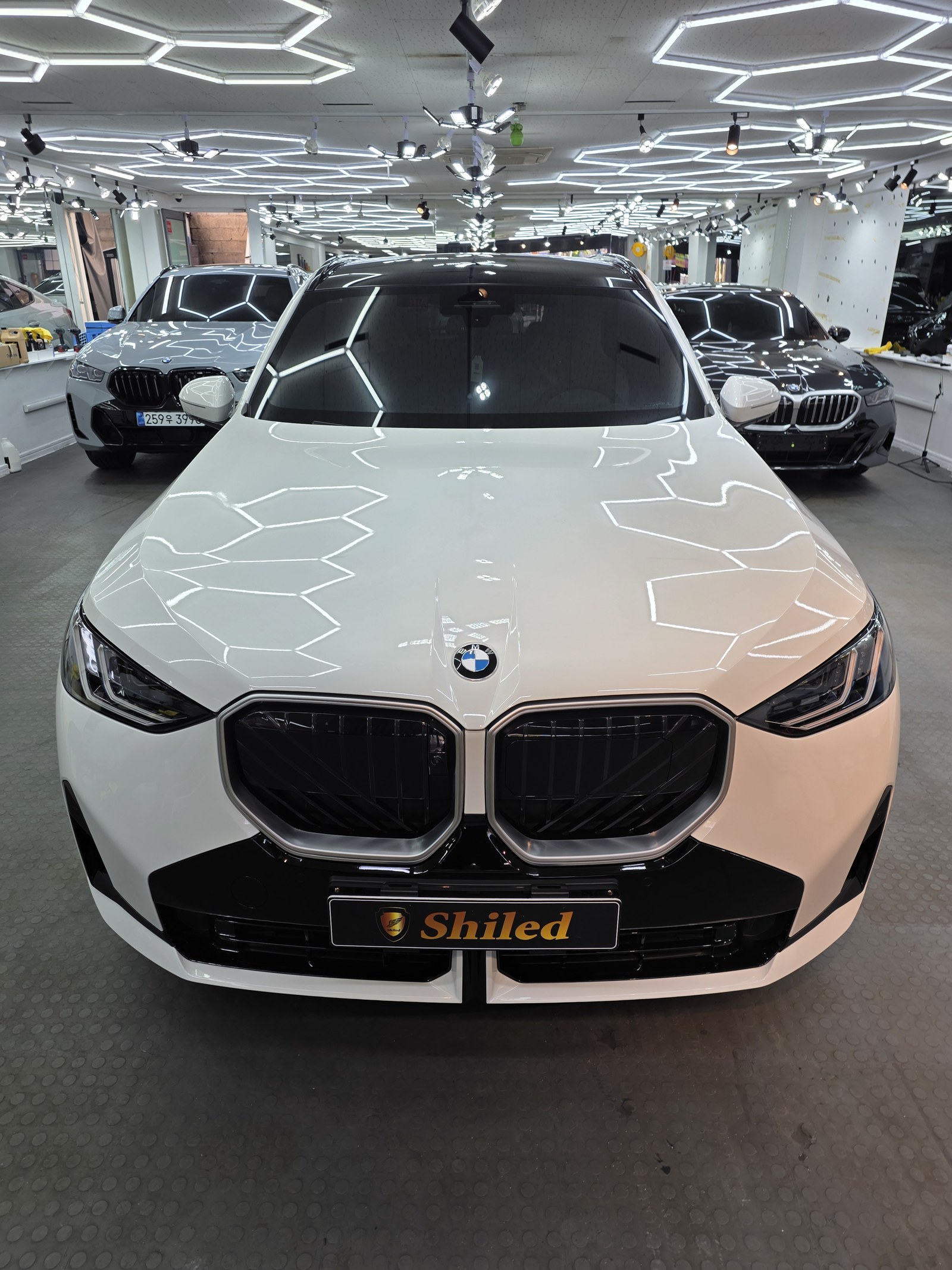 BMW X3 백색 신차 정면 키드니 그릴 - 부산 유리막코팅
