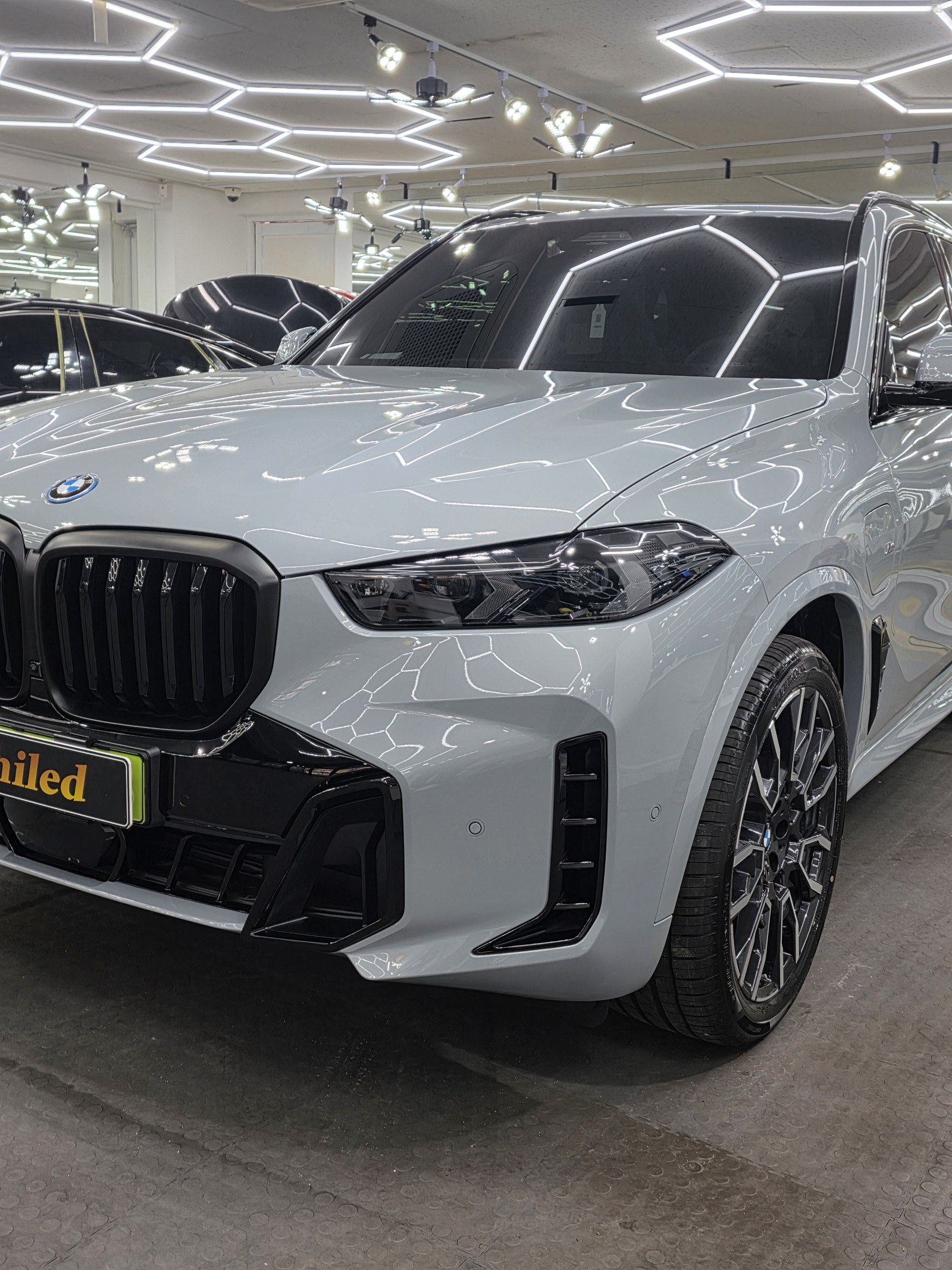 BMW X5 그레이 신차 전면 그릴 클로즈업 - 부산 쉴드광택
