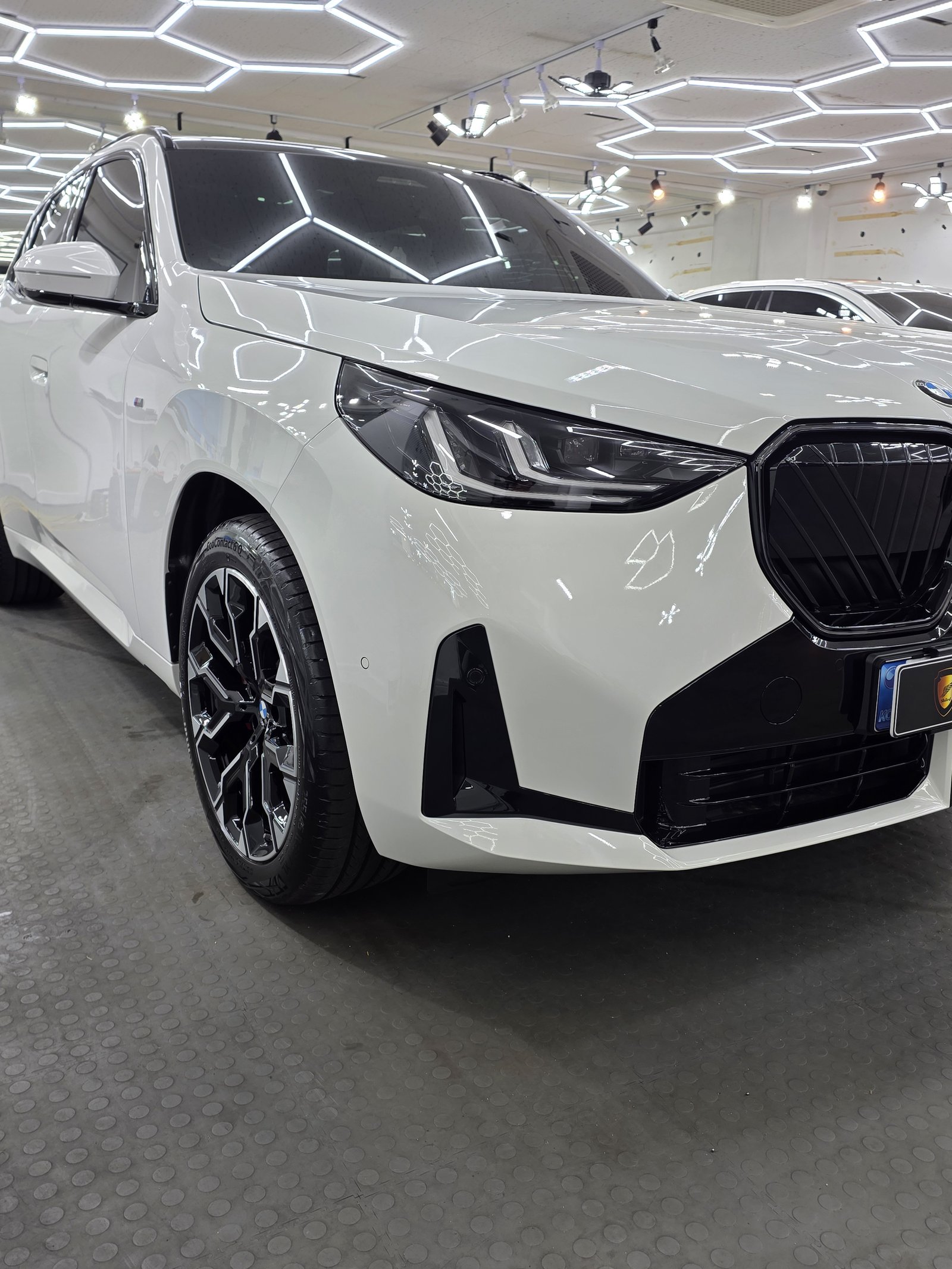 BMW X3 30d 백색 신차 후측면 - 출고 전 F5 코팅