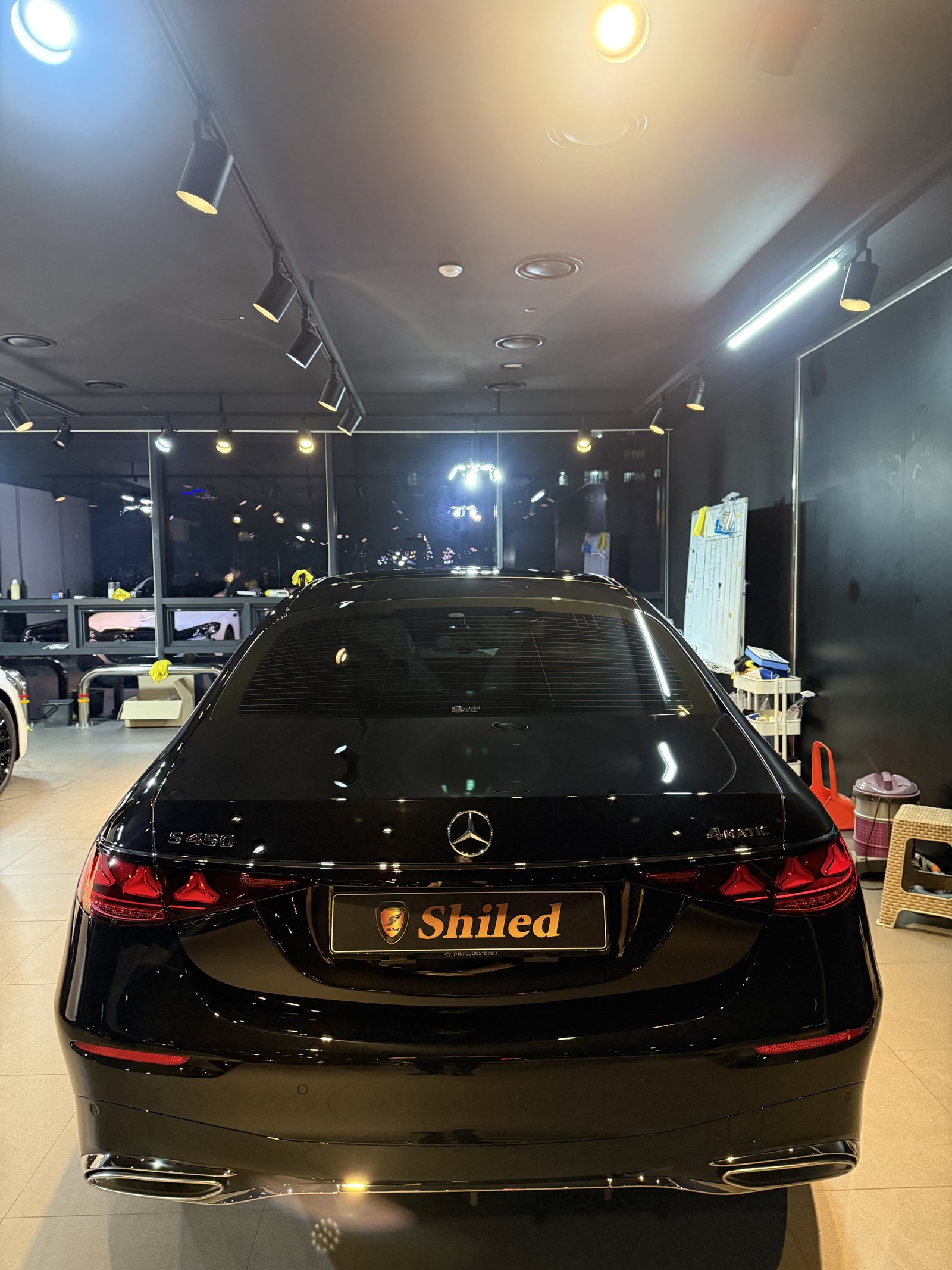 벤츠 S450 검정 신차 후면 - 부산 쉴드광택 신차코팅