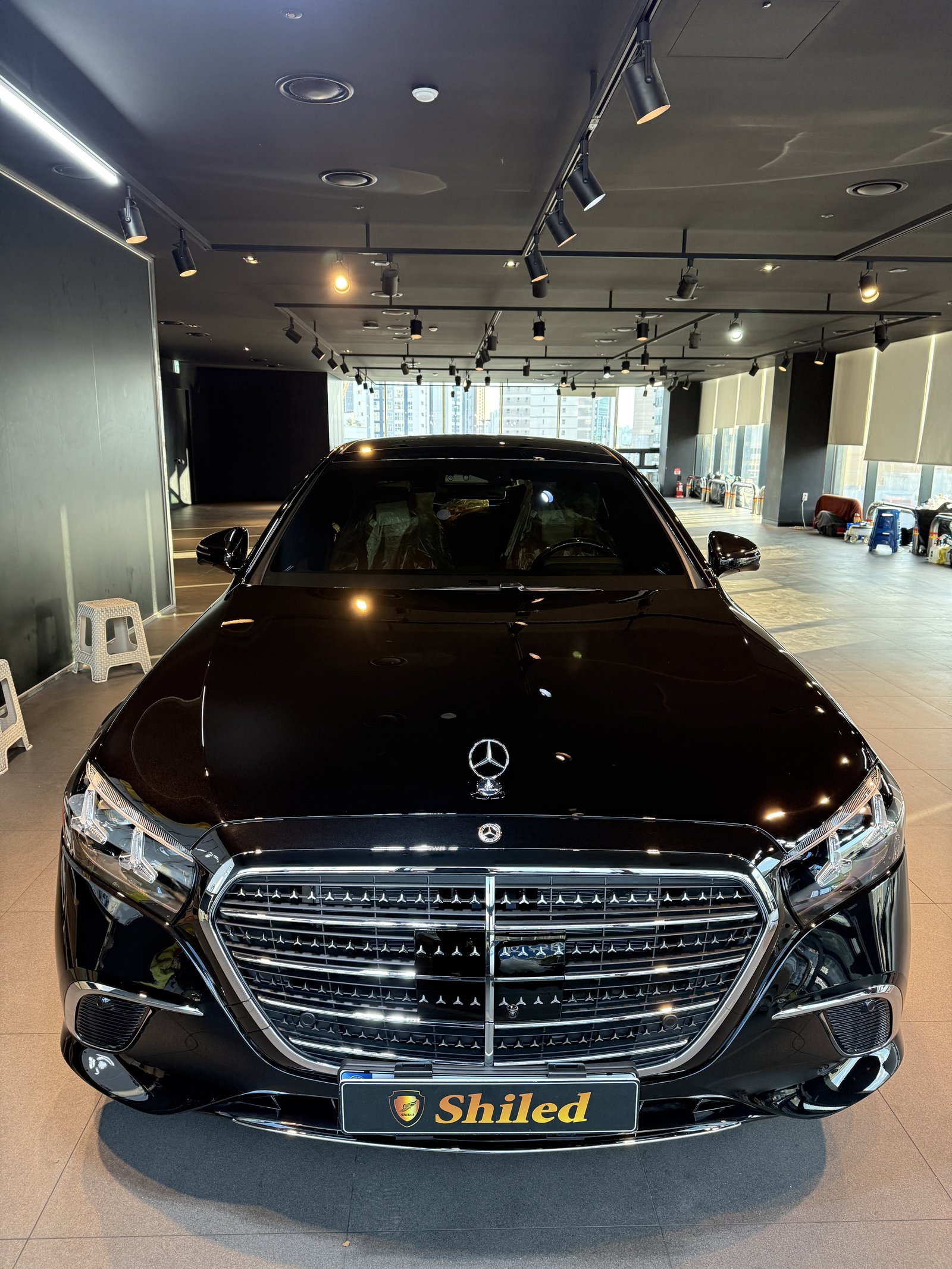 S500 검정 신차 정면 - 부산 쉴드광택 신차코팅