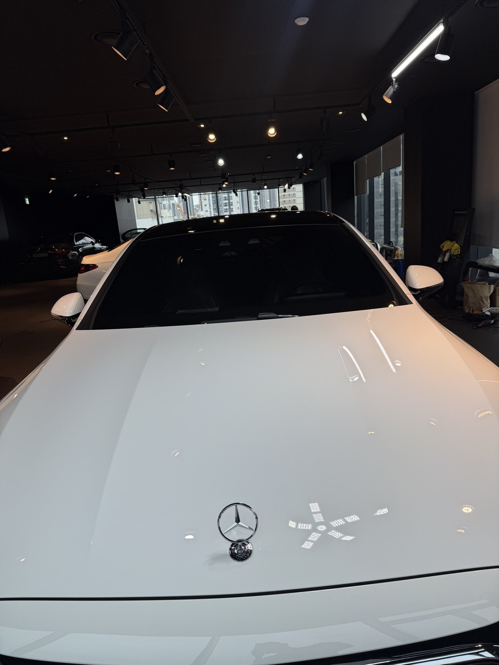 E200 EX 보닛 스탠딩 엠블럼 - 출고 전 코팅